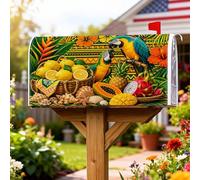 Coperture magnetiche per cassette postali con pappagalli, limoni tropicali vibranti, ananas, decorazioni per cassette postali verdi per la decorazione del cortile anteriore 45,7 x 53,7 cm