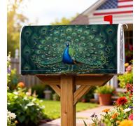 Coperture magnetiche per cassette postali con pavone, piume vivaci e turbinii, copertura per cassetta delle lettere estiva blu per decorazioni per la casa e il giardino, 45,7 x 53,7 cm