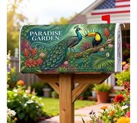 Coperture magnetiche per cassette postali con pavone, tucano tropicale vibrante piante tropicali estive verde decorativo per la decorazione del portico anteriore 53 x 64 cm