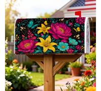 Coperture magnetiche per cassette postali con peonia, vivaci gigli fantasiosi con farfalle e pesche, protezione per la decorazione del cortile, 45,7 x 53,7 cm