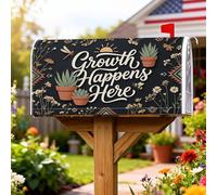 Coperture magnetiche per cassette postali con piante grasse, copertura per cassetta della posta con fiori rustici bohémien verde primavera per esterni decorazione da cortile 53 x 64 cm