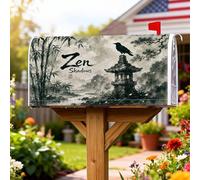 Coperture magnetiche per cassette postali con piante, pagoda tradizionale zen, corvo, nessuna nera, copertura per cassetta delle lettere per giardino, cortile, decorazione 45,7 x 53,3 cm