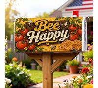 Coperture magnetiche per cassette postali con pomodori, stile rustico a nido d'ape, copertura per cassetta postale estiva gialla per decorazione della porta d'ingresso, 53 x 64 cm