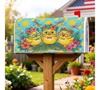 Coperture magnetiche per cassette postali con pulcino, copertura per cassetta postale estiva giocoso con fiori e sole estivo giallo per le vacanze, per decorazioni per casa e giardino, 53 x 64 cm