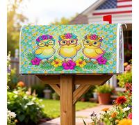 Coperture magnetiche per cassette postali con pulcino, copertura per cassetta postale gialla con fiori e foglie primaverili, per esterni, decorazione per portico anteriore, 53 x 65,5 cm