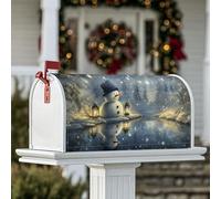 Coperture magnetiche per cassette postali con pupazzo di neve, lanterne natalizie invernali, copertura blu per cassetta della posta per decorazione del prato, 45,7 x 53,7 cm