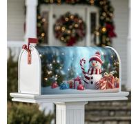 Coperture magnetiche per cassette postali con pupazzo di neve, regali natalizi natalizi, bastoncini di zucchero, coperture per cassetta postale per esterni, decorazione da cortile 53 x 64 cm