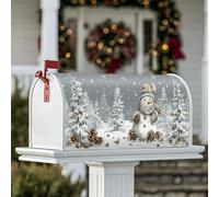 Coperture magnetiche per cassette postali con pupazzo di neve, rustiche fantasiose pini, fiocchi di neve, copertura per cassetta della posta bianca invernale per decorazione da giardino e cortile, 53