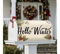 Coperture magnetiche per cassette postali con rami di pino, con testo invernale con bacche natalizie, per decorare il giardino e il cortile, 53 x 64 cm
