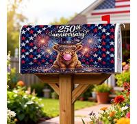 Coperture magnetiche per cassette postali con renna, celebrative, stelle, fuochi d'artificio, anniversario, copertura decorativa per cassetta postale per cortile, 53 x 64 cm