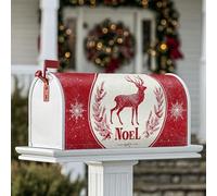 Coperture magnetiche per cassette postali con renna, decorazione natalizia rustica con fiocco di neve di pino rosso per la decorazione del cortile 45,7 x 53,7 cm