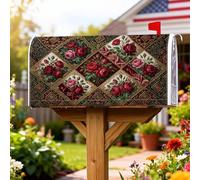 Coperture magnetiche per cassette postali con rose, copertura decorativa per cassetta delle lettere in stile vintage elegante con diamante verde primaverile, per esterni, 53 x 64 cm