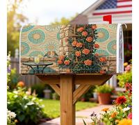 Coperture magnetiche per cassette postali con rose, decorazione rustica vintage con uccelli, verde estivo, per decorazione del prato, 45,7 x 53,7 cm
