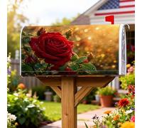 Coperture magnetiche per cassette postali con rose, romantiche ed eleganti boccioli con foglie estive rosse decorazioni per la casa e il giardino, 45,7 x 53,3 cm