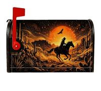 Coperture magnetiche per cassette postali con sagoma di cowboy occidentale | tema occidentale, involucri per cassette postali, paesaggio desertico, arte equestre, decorazione rustica per esterni