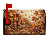 Coperture magnetiche per cassette postali con scena autunnale del cervo | Foglie d'acero, involucri per cassette postali, ghiande, fauna selvatica del bosco, raccolta autunnale