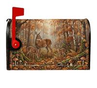 Coperture magnetiche per cassette postali con scena autunnale e cervi, 53 x | Paesaggio forestale, copertura per cassetta postale, arte della fauna selvatica, arredamento rustico per esterni, tema bosco