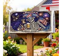 Coperture magnetiche per cassette postali con scheletro, bandiera patriottica dell'America festiva, fuochi d'artificio Giorno dell'Indipendenza, copertura per cassetta postale rossa, decorazione da