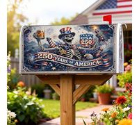 Coperture magnetiche per cassette postali con scheletro, copertura per cassetta postale rossa con aquila festiva patriottica festiva fuochi d'artificio Giorno dell'Indipendenza Copertura per cassetta