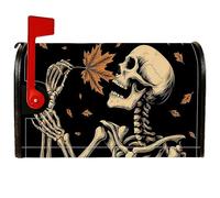 Coperture magnetiche per cassette postali con scheletro, fantasiose foglie d'acero che cadono di Halloween, copertura decorativa per cassetta postale per esterni, giardino, cortile, 53 x 64 cm