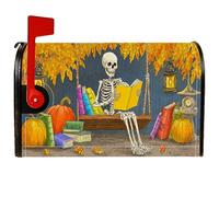 Coperture magnetiche per cassette postali con scheletro, fantasiose zucche rustiche autunnali, copertura arancione per cassetta della posta, decorazione per porta d'ingresso, 45,7 x 53,3 cm