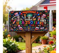 Coperture magnetiche per cassette postali con scheletro, motivo natalizio colorato, con palle di fuoco d'artificio per il giorno dell'indipendenza, colore nero, decorazione stagionale per esterni