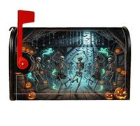Coperture magnetiche per cassette postali con scheletro, spettrali zucche festive, fantasma, Halloween, arancione, decorazione per giardino, patio, 45,7 x 53,3 cm