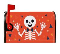 Coperture magnetiche per cassette postali con scheletro, triangoli giocosi di Halloween, decorazioni arancioni per cassetta delle lettere per la porta d'ingresso, 45 x 53 cm