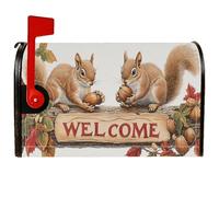 Coperture magnetiche per cassette postali con scoiattoli, copertura per cassetta postale rustica con ghiande e foglie marroni, per decorazione portico anteriore, 45 x 53 cm