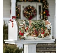 Coperture magnetiche per cassette postali con scoiattoli, regali natalizi fantasiosi di neve, copertura per cassetta postale verde per esterni, giardino, cortile, decorazione 45,7 x 53,3 cm