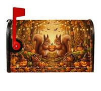 Coperture magnetiche per cassette postali con scoiattoli, rustiche festive, zucche autunnali, copertura arancione per la decorazione della porta d'ingresso, 45,7 x 53,7 cm