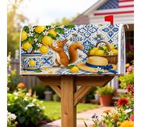 Coperture magnetiche per cassette postali con scoiattolo, copertura estiva rustica per cassetta postale con fiori di limoni gialli, per decorazione della porta d'ingresso, 45 x 53 cm