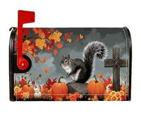 Coperture magnetiche per cassette postali con scoiattolo, copertura per cassetta della posta di Halloween, autunnale, zucca, foglie autunnali, per decorazione della porta d'ingresso, 53 x 64 cm