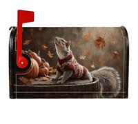 Coperture magnetiche per cassette postali con scoiattolo, copertura per cassetta postale autunnale rustica con foglie di zucca arancione, per decorazione esterna da cortile, 45,7 x 53,7 cm
