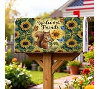 Coperture magnetiche per cassette postali con scoiattolo, copertura per cassetta postale rustica stagionale girasole farfalla primavera gialla copertura per la decorazione esterna del cortile 53 x 64