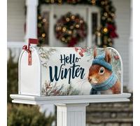 Coperture magnetiche per cassette postali con scoiattolo, rami di pino rustici invernali, bacche invernali, decorazioni per cassetta postale per cortile, 45 x 53 cm