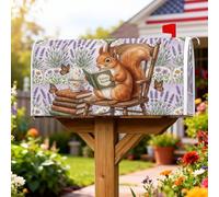 Coperture magnetiche per cassette postali con scoiattolo, rustiche fantasiose per libri, fiori primaverili, copertura decorativa per cassetta postale per la decorazione del portico anteriore, 53 x 64