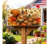 Coperture magnetiche per cassette postali con scoiattolo, rustiche ghiande e foglie autunnali arancioni, protezione per la decorazione di giardino e patio, 45 x 53 cm