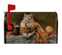 Coperture magnetiche per cassette postali con scoiattolo, sciarpa rustica di zucca arancione autunnale per decorazione del portico anteriore, 53 x 65 cm