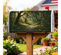 Coperture magnetiche per cassette postali con sentieri forestali, coperture per cassette postali per esterni, rustiche, alberi e bacche, colore verde estivo, 53 x 64 cm