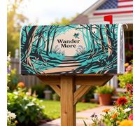 Coperture magnetiche per cassette postali con sentiero, copertura per cassetta postale verde con natura, alberi rustici, fiori primaverili, per decorazione portico anteriore, 45,7 x 53,7 cm