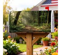 Coperture magnetiche per cassette postali con sentiero forestale, alberi rustici naturali, luce del sole, verde estivo, copertura stagionale per cassette postali per decorazioni esterne, 45,7 x 53,3