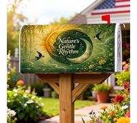 Coperture magnetiche per cassette postali con sole, copertura per cassetta delle lettere verde con luna fantasiosa e natura, 53 x 64 cm