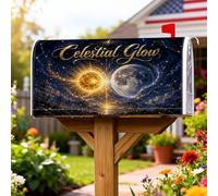 Coperture magnetiche per cassette postali con sole, fantasia celestiale, luna e stelle, copertura decorativa per cassetta postale per esterni, giardino, cortile, 53 x 64 cm