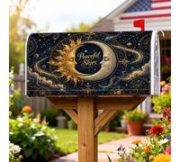 Coperture magnetiche per cassette postali con sole, luna mistica celeste e stelle, copertura per cassetta postale dorata, decorazione per portico anteriore, 53 x 65,5 cm