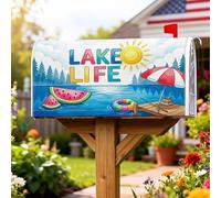 Coperture magnetiche per cassette postali con sole, ombrello estivo giocoso con anguria, copertura per cassetta delle lettere blu per la decorazione della porta d'ingresso, 45,7 x 53,7 cm