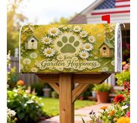 Coperture magnetiche per cassette postali con stampa di zampe, decorazione per cassetta postale da giardino rustica con margherite primaverili gialle per le vacanze, per esterni, giardino, cortile, 53