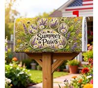 Coperture magnetiche per cassette postali con stampa di zampe, decorazioni estive gialle per cassette postali estive floreali lavanda margherite per decorazioni esterne 45,7 x 53,3 cm