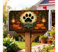 Coperture magnetiche per cassette postali con stampa di zampe, lanterna autunnale rustica con zucca autunnale, copertura per cassetta delle lettere per decorazione del portico anteriore, 45,7 x 53,7