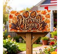 Coperture magnetiche per cassette postali con stampa di zampe, protezione per cassetta postale autunnale rustica con zucca di grano arancione per la decorazione del cortile 53 x 64 cm